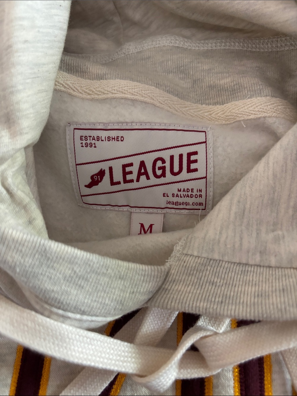 Arizona State- League Gray Hoodie with Maroon and Gold Embroidered Lettering - Picture 2 of 3